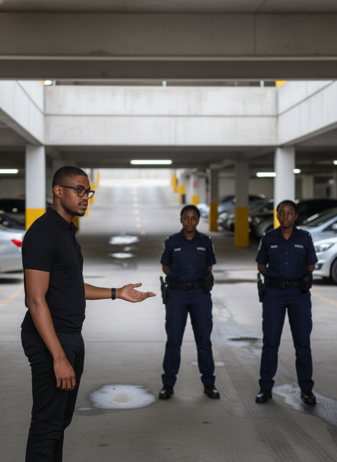 Bryant briefing a team of officers before a scenario